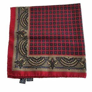 NEW VINTAGE 2000's Ralph Lauren Pocket Square!  Dark Red  Wool & Silk  Italy